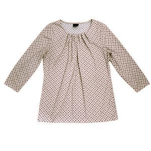 Worthington Size S Blouse Top Pink with Black Print & White Polka Dots NWOT